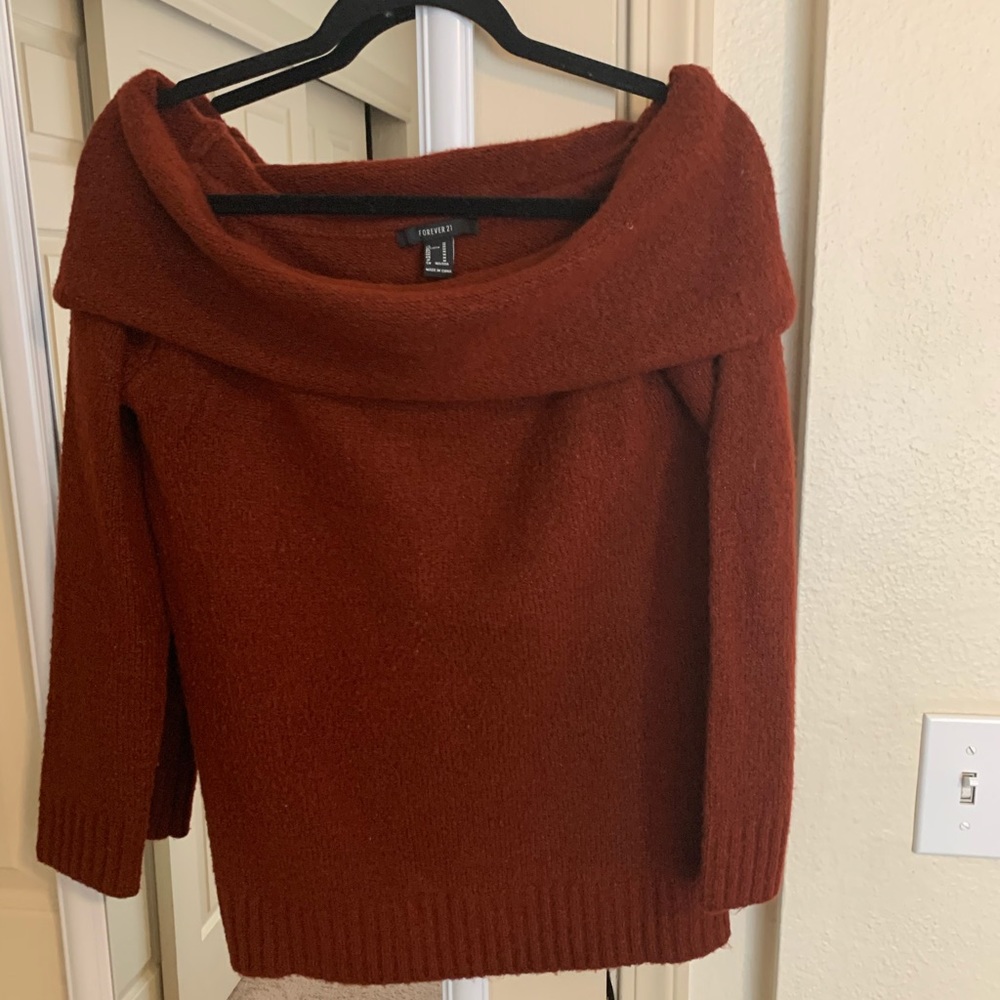 NWOT Forever 21 Rust Off the Shoulder Sweater